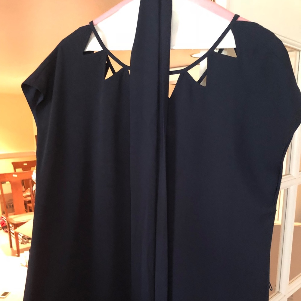 Navy shift dress with cutout detail
